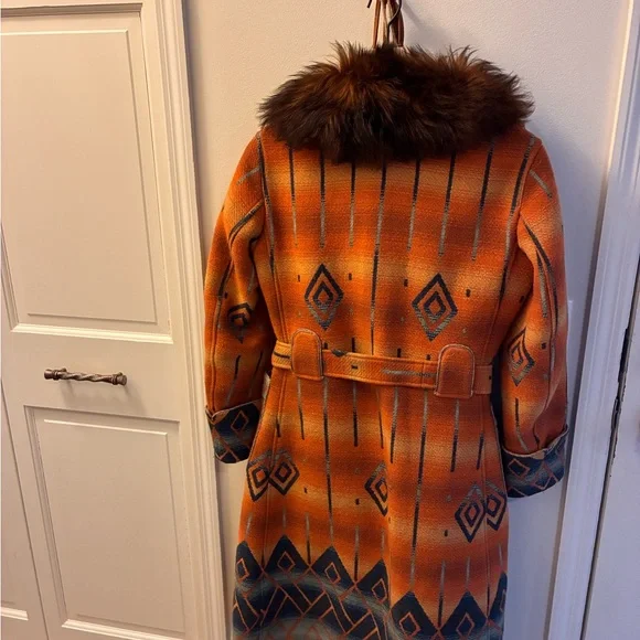 Double RL (RRL) Shearling Collar Jacquard Coat - Size 2
